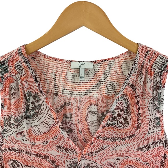 JOIE Silk Tank Top Flowy V-Neck Paisley Print D8 - Picture 4 of 8